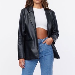 Glassons Black Oversized Faux Leather Blazer